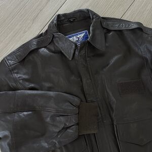 MICHELIN AIRCRAFT TIRE DARK BROWN Leather Jacket XL Aviator Flight